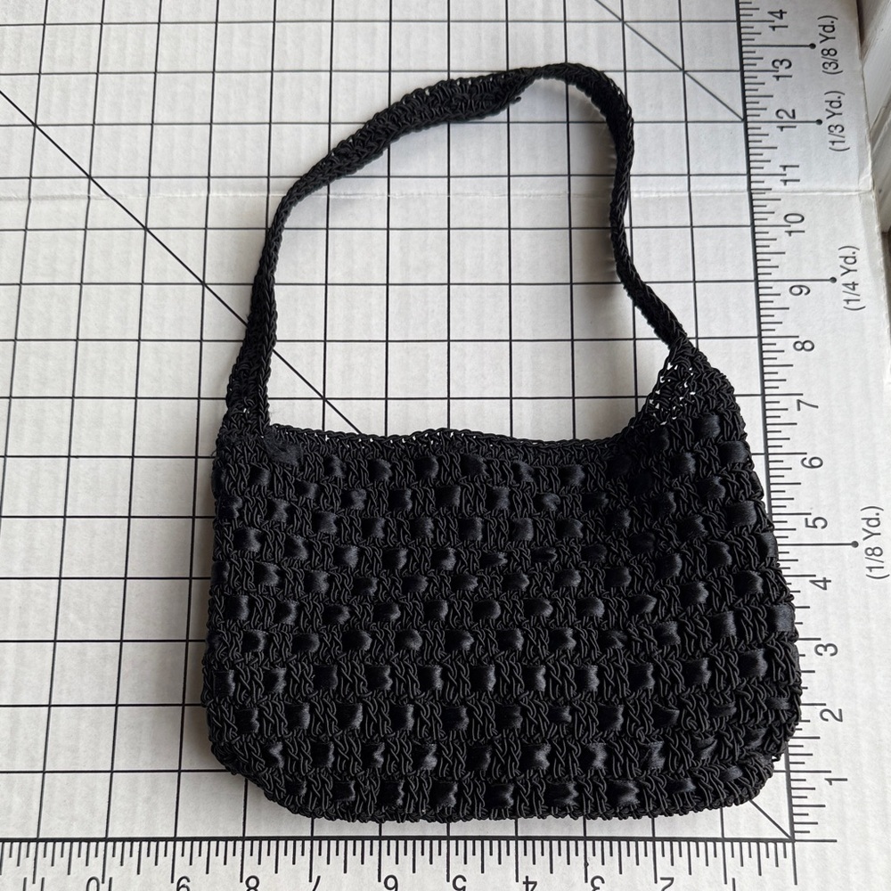 Croft & Barrow Black Woven Shoulder Bag Mini Purse Y2K Textured Handbag